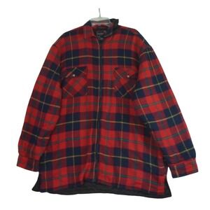 SteelTown WorkWear Men's Shacket XL Quilted Flannel Shirt Jacket Red Pockets